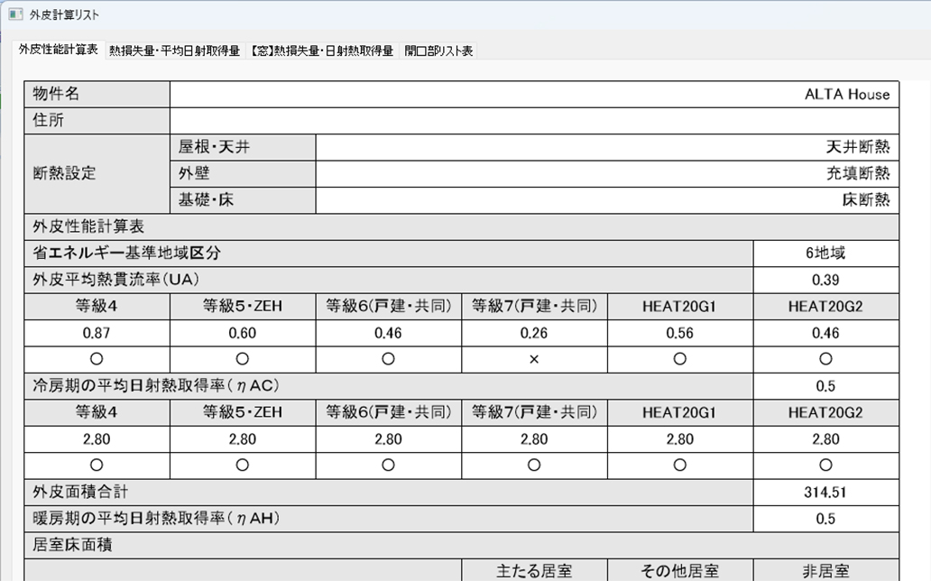 外皮性能の適合判定