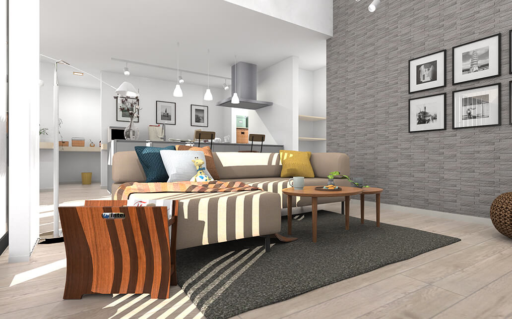 内観パース_日当たりシミュレーション_午前