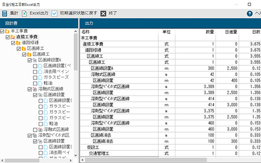 歩掛の日当たり施工量