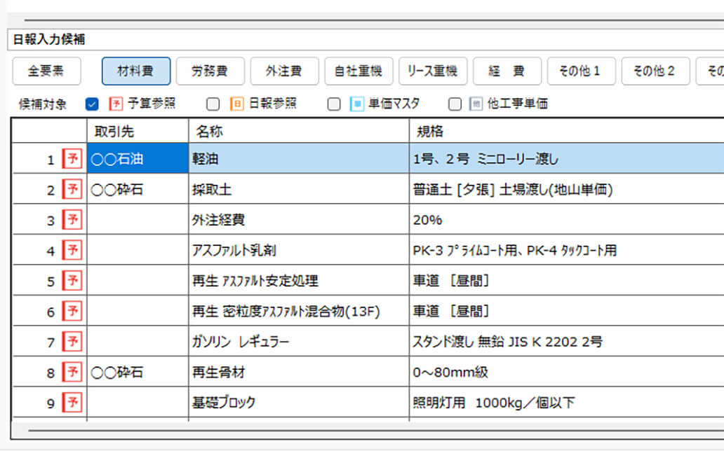 入力候補の自動表示で日報入力を省力化(サジェスト候補)